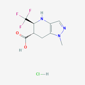 molecular formula C9H11ClF3N3O2 B2627309 (5S,6S)-1-Methyl-5-(trifluoromethyl)-4,5,6,7-tetrahydropyrazolo[4,3-b]pyridine-6-carboxylic acid;hydrochloride CAS No. 2343964-09-8