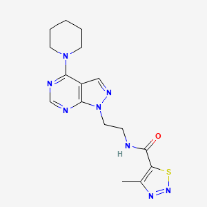 molecular formula C16H20N8OS B2627317 4-methyl-N-(2-(4-(piperidin-1-yl)-1H-pyrazolo[3,4-d]pyrimidin-1-yl)ethyl)-1,2,3-thiadiazole-5-carboxamide CAS No. 1021123-41-0