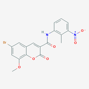 molecular formula C18H13BrN2O6 B2627327 6-bromo-8-methoxy-N-(2-methyl-3-nitrophenyl)-2-oxo-2H-chromene-3-carboxamide CAS No. 899997-35-4
