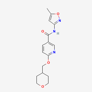 molecular formula C16H19N3O4 B2627338 N-(5-methylisoxazol-3-yl)-6-((tetrahydro-2H-pyran-4-yl)methoxy)nicotinamide CAS No. 2034278-67-4