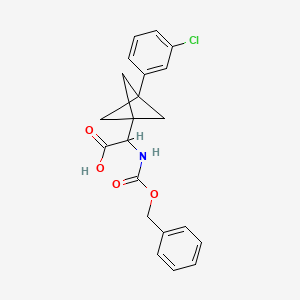 molecular formula C21H20ClNO4 B2627357 2-[3-(3-Chlorophenyl)-1-bicyclo[1.1.1]pentanyl]-2-(phenylmethoxycarbonylamino)acetic acid CAS No. 2287268-08-8