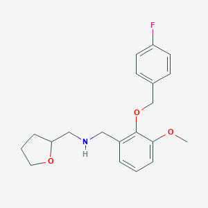molecular formula C20H24FNO3 B262739 1-{2-[(4-fluorobenzyl)oxy]-3-methoxyphenyl}-N-(tetrahydrofuran-2-ylmethyl)methanamine 