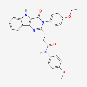 molecular formula C27H24N4O4S B2627434 2-((3-(4-ethoxyphenyl)-4-oxo-4,5-dihydro-3H-pyrimido[5,4-b]indol-2-yl)thio)-N-(4-methoxyphenyl)acetamide CAS No. 536708-29-9