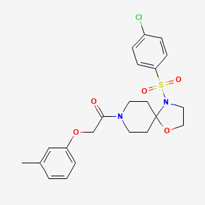 molecular formula C22H25ClN2O5S B2627443 4-[(4-氯苯基)磺酰基]-8-[(3-甲基苯氧基)乙酰基]-1-氧杂-4,8-二氮杂螺[4.5]癸烷 CAS No. 923107-35-1