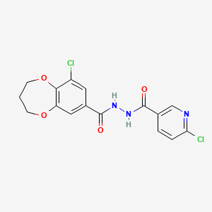 molecular formula C16H13Cl2N3O4 B2627459 9-chloro-N'-(6-chloropyridine-3-carbonyl)-3,4-dihydro-2H-1,5-benzodioxepine-7-carbohydrazide CAS No. 1444306-62-0
