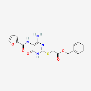 molecular formula C18H16N4O5S B2627476 Benzyl 2-((4-amino-5-(furan-2-carboxamido)-6-oxo-1,6-dihydropyrimidin-2-yl)thio)acetate CAS No. 868226-73-7