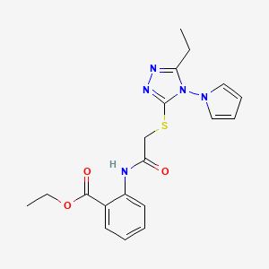 Ethyl 2-[[2-[(5-ethyl-4-pyrrol-1-yl-1,2,4-triazol-3-yl)sulfanyl]acetyl]amino]benzoate