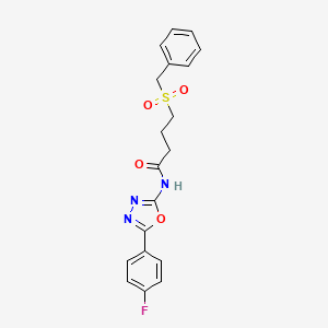 molecular formula C19H18FN3O4S B2627488 4-(benzylsulfonyl)-N-(5-(4-fluorophenyl)-1,3,4-oxadiazol-2-yl)butanamide CAS No. 923413-89-2
