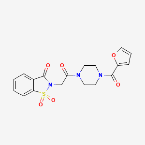 molecular formula C18H17N3O6S B2627513 2-(2-(4-(呋喃-2-羰基)哌嗪-1-基)-2-氧代乙基)苯并[d]异噻唑-3(2H)-酮 1,1-二氧化物 CAS No. 452325-06-3