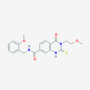 molecular formula C20H21N3O4S B2627517 N-(2-methoxybenzyl)-3-(2-methoxyethyl)-4-oxo-2-thioxo-1,2,3,4-tetrahydroquinazoline-7-carboxamide CAS No. 451466-17-4