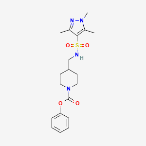 phenyl 4-((1,3,5-trimethyl-1H-pyrazole-4-sulfonamido)methyl)piperidine-1-carboxylate