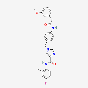 molecular formula C27H25FN4O3 B2627522 N-(4-fluoro-2-methylphenyl)-1-({4-[2-(3-methoxyphenyl)acetamido]phenyl}methyl)-1H-imidazole-4-carboxamide CAS No. 1251691-78-7