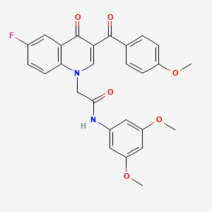 molecular formula C27H23FN2O6 B2627535 N-(3,5-二甲氧基苯基)-2-[6-氟-3-(4-甲氧基苯甲酰)-4-氧代喹啉-1-基]乙酰胺 CAS No. 866348-62-1