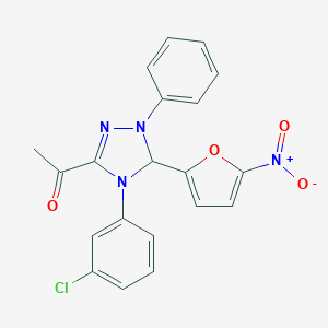 molecular formula C20H15ClN4O4 B262754 1-[4-(3-chlorophenyl)-5-(5-nitro-2-furyl)-1-phenyl-4,5-dihydro-1H-1,2,4-triazol-3-yl]ethanone 