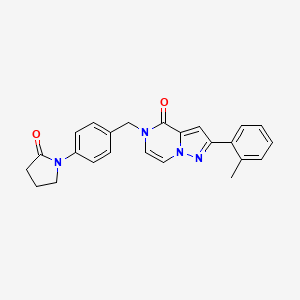 molecular formula C24H22N4O2 B2627540 5-(4-(2-oxopyrrolidin-1-yl)benzyl)-2-(o-tolyl)pyrazolo[1,5-a]pyrazin-4(5H)-one CAS No. 1428348-20-2