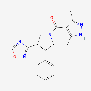 (3-(1,2,4-oxadiazol-3-yl)-4-phenylpyrrolidin-1-yl)(3,5-dimethyl-1H-pyrazol-4-yl)methanone