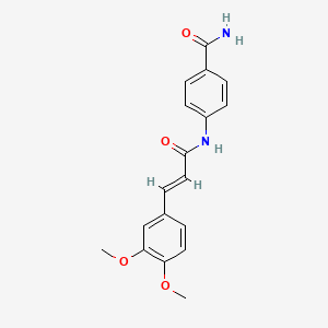 molecular formula C18H18N2O4 B2627545 (E)-4-(3-(3,4-二甲氧苯基)丙烯酰胺)苯甲酰胺 CAS No. 302549-65-1