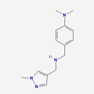 molecular formula C14H20N4 B2627553 N,N-二甲基-4-((((1-甲基-1H-吡唑-4-基)甲基)氨基)甲基)苯胺 CAS No. 1006959-40-5