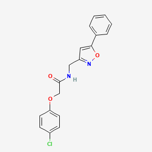 molecular formula C18H15ClN2O3 B2627554 2-(4-chlorophenoxy)-N-((5-phenylisoxazol-3-yl)methyl)acetamide CAS No. 946340-15-4