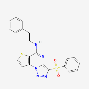 molecular formula C21H17N5O2S2 B2627555 N-(2-phenylethyl)-3-(phenylsulfonyl)thieno[2,3-e][1,2,3]triazolo[1,5-a]pyrimidin-5-amine CAS No. 892729-99-6