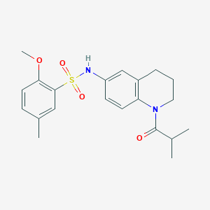 molecular formula C21H26N2O4S B2627558 N-(1-异丁酰-1,2,3,4-四氢喹啉-6-基)-2-甲氧基-5-甲基苯磺酰胺 CAS No. 946333-81-9