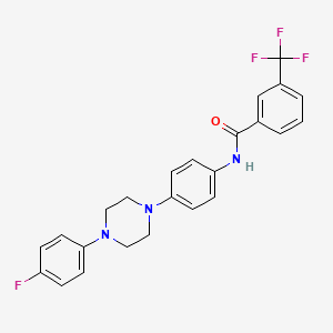 molecular formula C24H21F4N3O B2627564 N-{4-[4-(4-fluorophenyl)piperazino]phenyl}-3-(trifluoromethyl)benzenecarboxamide CAS No. 303151-19-1