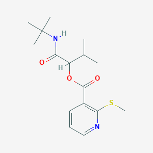 molecular formula C16H24N2O3S B2627570 1-(Tert-butylcarbamoyl)-2-methylpropyl 2-(methylsulfanyl)pyridine-3-carboxylate CAS No. 1797114-11-4
