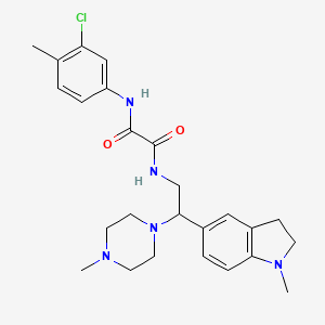 molecular formula C25H32ClN5O2 B2627573 N1-(3-chloro-4-methylphenyl)-N2-(2-(1-methylindolin-5-yl)-2-(4-methylpiperazin-1-yl)ethyl)oxalamide CAS No. 922558-04-1