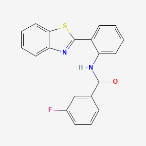 molecular formula C20H13FN2OS B2627592 N-[2-(1,3-benzothiazol-2-yl)phenyl]-3-fluorobenzamide CAS No. 477569-49-6