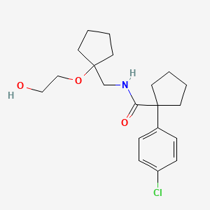 molecular formula C20H28ClNO3 B2627594 1-(4-chlorophenyl)-N-((1-(2-hydroxyethoxy)cyclopentyl)methyl)cyclopentane-1-carboxamide CAS No. 2319834-14-3