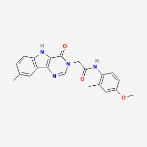 molecular formula C21H20N4O3 B2627595 N-(4-methoxy-2-methylphenyl)-2-(8-methyl-4-oxo-4,5-dihydro-3H-pyrimido[5,4-b]indol-3-yl)acetamide CAS No. 1105215-89-1