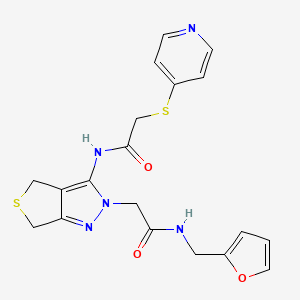 molecular formula C19H19N5O3S2 B2627610 N-(furan-2-ylmethyl)-2-(3-(2-(pyridin-4-ylthio)acetamido)-4,6-dihydro-2H-thieno[3,4-c]pyrazol-2-yl)acetamide CAS No. 1105247-69-5