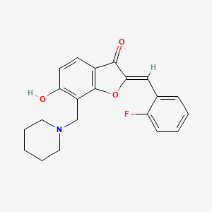 molecular formula C21H20FNO3 B2627611 (Z)-2-(2-氟苄叉)-6-羟基-7-(哌啶-1-基甲基)苯并呋喃-3(2H)-酮 CAS No. 869077-32-7