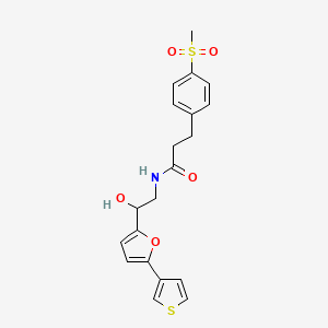 molecular formula C20H21NO5S2 B2627628 N-(2-羟基-2-(5-(噻吩-3-基)呋喃-2-基)乙基)-3-(4-(甲基磺酰基)苯基)丙酰胺 CAS No. 2034252-40-7