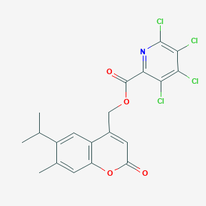 molecular formula C20H15Cl4NO4 B2627639 (7-Methyl-2-oxo-6-propan-2-ylchromen-4-yl)methyl 3,4,5,6-tetrachloropyridine-2-carboxylate CAS No. 796981-43-6