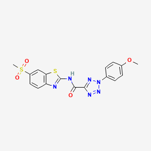 molecular formula C17H14N6O4S2 B2627652 2-(4-methoxyphenyl)-N-(6-(methylsulfonyl)benzo[d]thiazol-2-yl)-2H-tetrazole-5-carboxamide CAS No. 1396848-44-4