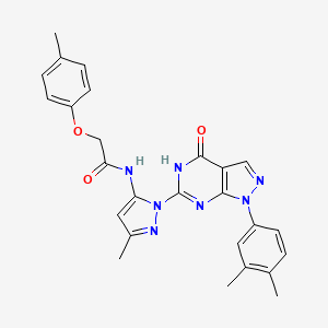 molecular formula C26H25N7O3 B2627679 N-(1-(1-(3,4-dimethylphenyl)-4-oxo-4,5-dihydro-1H-pyrazolo[3,4-d]pyrimidin-6-yl)-3-methyl-1H-pyrazol-5-yl)-2-(p-tolyloxy)acetamide CAS No. 1172428-55-5