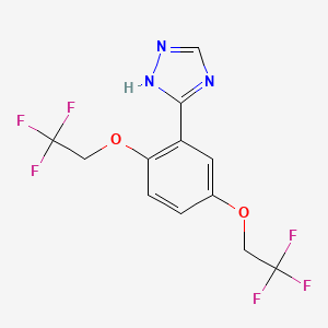 molecular formula C12H9F6N3O2 B2627680 5-[2,5-bis(2,2,2-trifluoroethoxy)phenyl]-1H-1,2,4-triazole CAS No. 338394-09-5