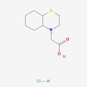 molecular formula C10H18ClNO2S B2627694 2-(Octahydro-4H-benzo[b][1,4]thiazin-4-yl)acetic acid hydrochloride CAS No. 1590697-82-7