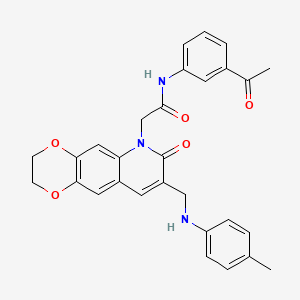 N-(3-acetylphenyl)-2-(7-oxo-8-((p-tolylamino)methyl)-2,3-dihydro-[1,4]dioxino[2,3-g]quinolin-6(7H)-yl)acetamide
