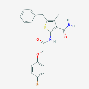 molecular formula C21H19BrN2O3S B262771 5-Benzyl-2-{[(4-bromophenoxy)acetyl]amino}-4-methyl-3-thiophenecarboxamide 