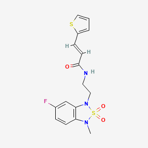 molecular formula C16H16FN3O3S2 B2627711 (E)-N-(2-(6-fluoro-3-methyl-2,2-dioxidobenzo[c][1,2,5]thiadiazol-1(3H)-yl)ethyl)-3-(thiophen-2-yl)acrylamide CAS No. 2035018-29-0