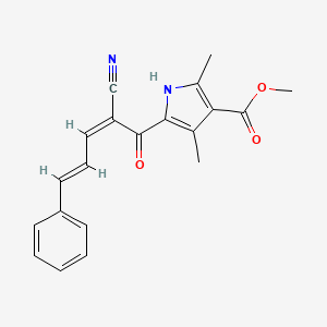 molecular formula C20H18N2O3 B2627714 methyl 5-[(2Z,4E)-2-cyano-5-phenylpenta-2,4-dienoyl]-2,4-dimethyl-1H-pyrrole-3-carboxylate CAS No. 315694-21-4