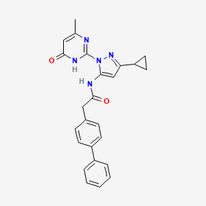 2-([1,1'-biphenyl]-4-yl)-N-(3-cyclopropyl-1-(4-methyl-6-oxo-1,6-dihydropyrimidin-2-yl)-1H-pyrazol-5-yl)acetamide