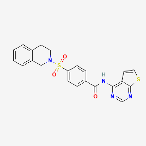4-((3,4-dihydroisoquinolin-2(1H)-yl)sulfonyl)-N-(thieno[2,3-d]pyrimidin-4-yl)benzamide