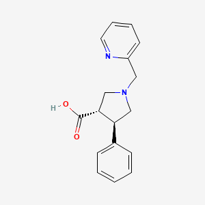 molecular formula C17H18N2O2 B2627740 trans-4-Phenyl-1-(pyridin-2-ylmethyl)pyrrolidine-3-carboxylic acid CAS No. 1422948-25-1