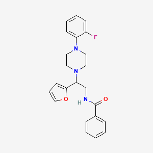molecular formula C23H24FN3O2 B2627743 N-(2-(4-(2-氟苯基)哌嗪-1-基)-2-(呋喃-2-基)乙基)苯甲酰胺 CAS No. 877633-41-5