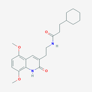 molecular formula C22H30N2O4 B2627756 3-cyclohexyl-N-[2-(5,8-dimethoxy-2-oxo-1H-quinolin-3-yl)ethyl]propanamide CAS No. 688353-11-9