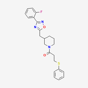 1-(3-((3-(2-Fluorophenyl)-1,2,4-oxadiazol-5-yl)methyl)piperidin-1-yl)-3-(phenylthio)propan-1-one