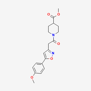 molecular formula C19H22N2O5 B2627764 Methyl 1-(2-(5-(4-methoxyphenyl)isoxazol-3-yl)acetyl)piperidine-4-carboxylate CAS No. 952986-95-7